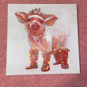 Farmhouse Pig Canvas Painting